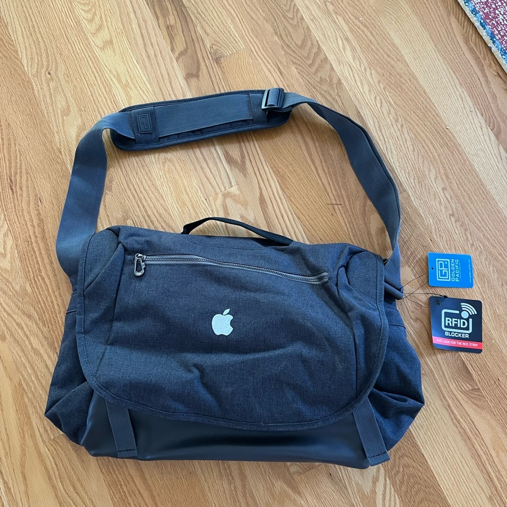 Apple Logo Gray Messenger Bag